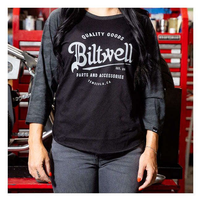 Biltwell Script Baseball Ladies Shirt Black / Grey