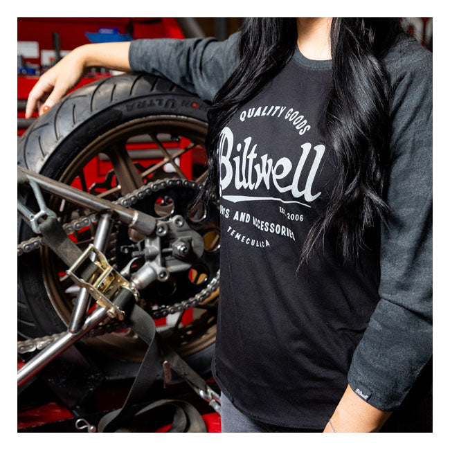 Biltwell Script Baseball Ladies Shirt Black / Grey