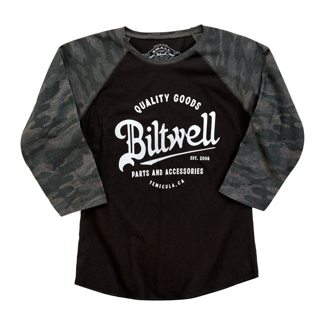 Biltwell Script Baseball Ladies Shirt Black / Grey