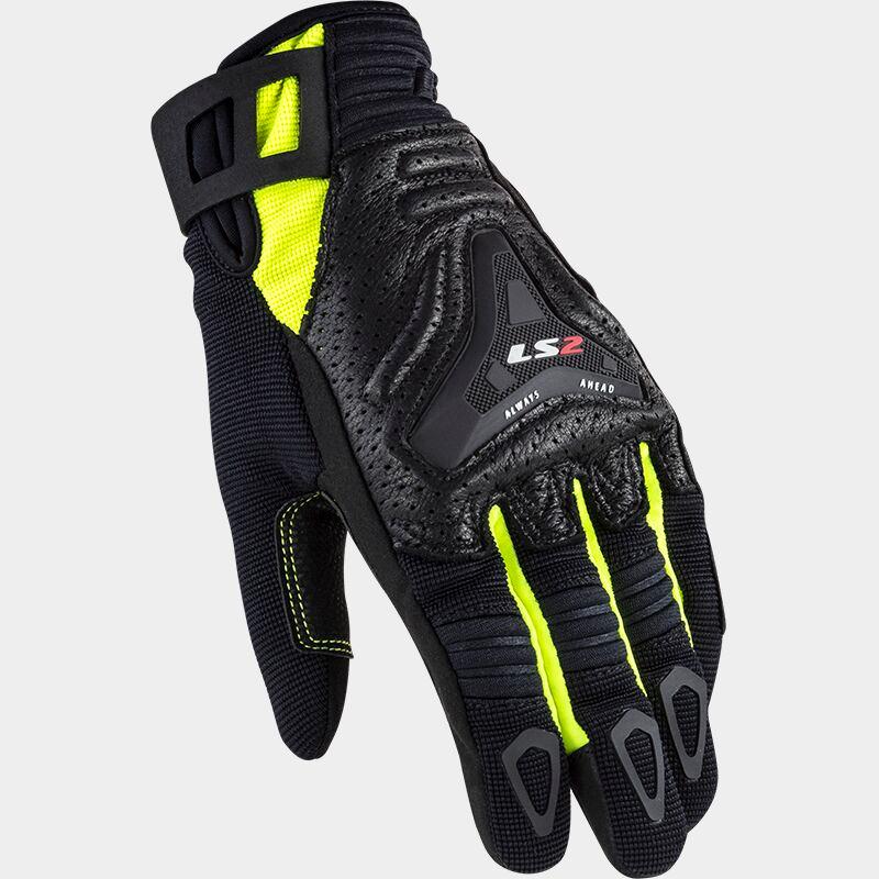 LS2 All Terrain Ladies Textile Gloves Black / Hi-Viz Yellow