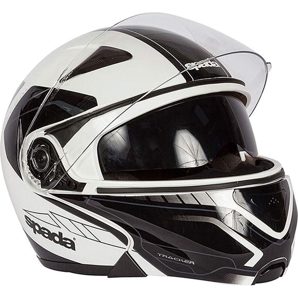 Spada Reveal Tracker Flip-Up Helmet White / Black  - FREE UK Shipping, FREE 365 Day Returns | Moto Central