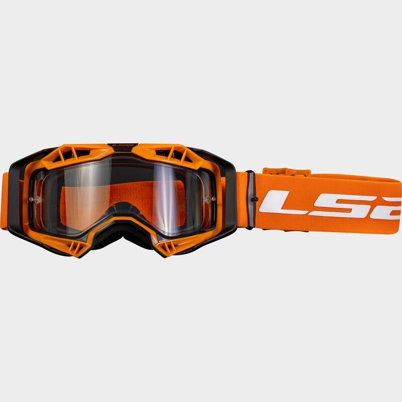 LS2 Aura Enduro Series Goggles Black / Hi-Viz Orange With Clear Lens