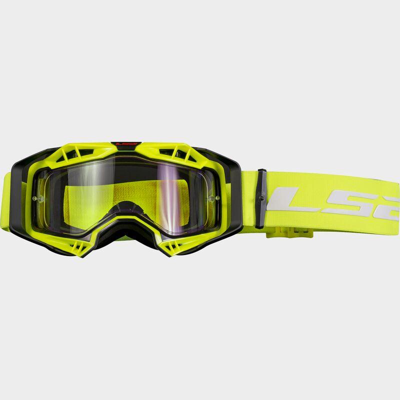 LS2 Aura Enduro Series Goggles Black / Hi-Viz Yellow With Clear Lens