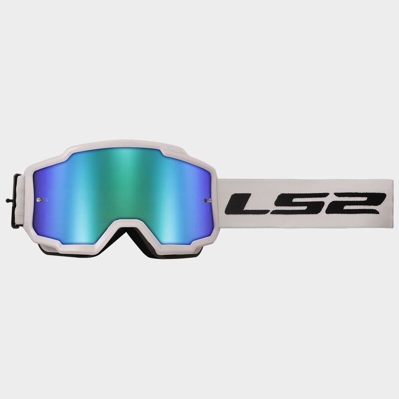 LS2 Charger Goggle White With Hi-Vis Green Iridium Visor