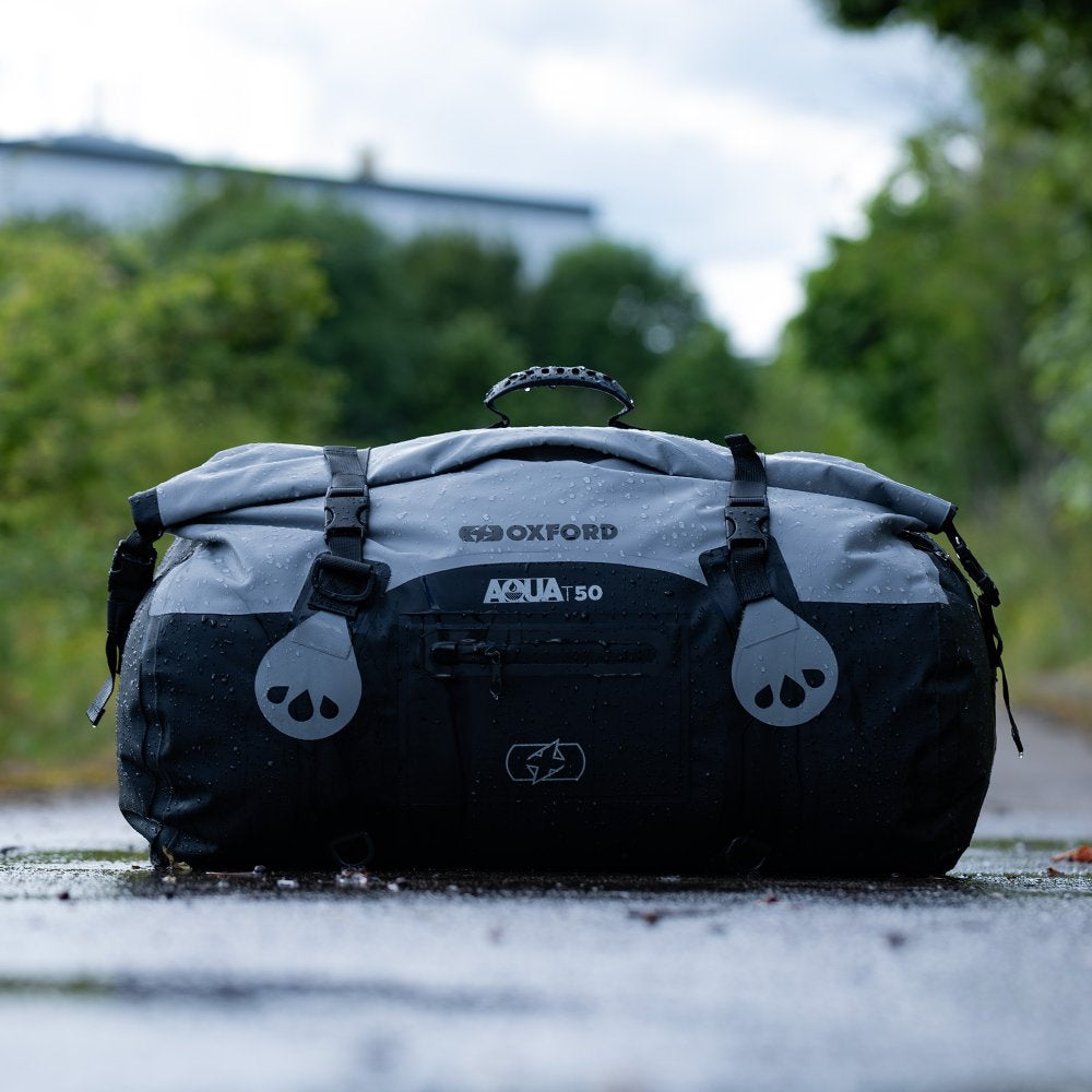 Oxford Aqua T50 Roll Bag Grey / Black - 50 Litres  - FREE UK Shipping, FREE 365 Day Returns | Moto Central