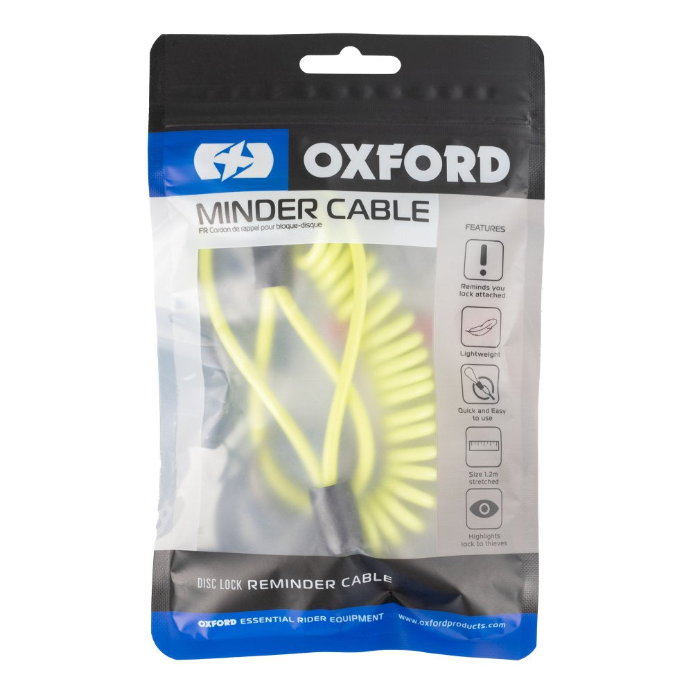 Oxford Disc Lock Minder Cable Yellow - 1.2m - FREE UK Shipping, FREE 365 Day Returns | Moto Central