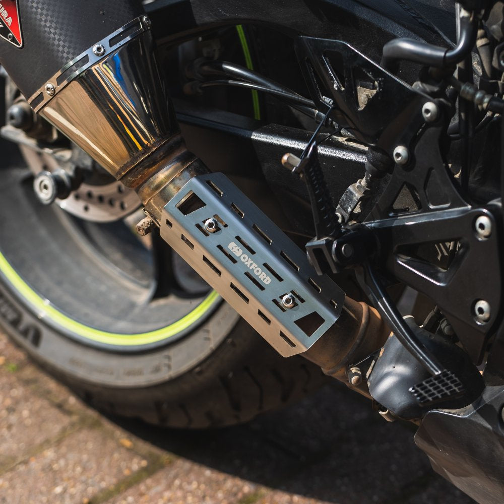 Oxford Adventure Exhaust Heat Shield Silver - FREE UK Shipping, FREE 365 Day Returns | Moto Central