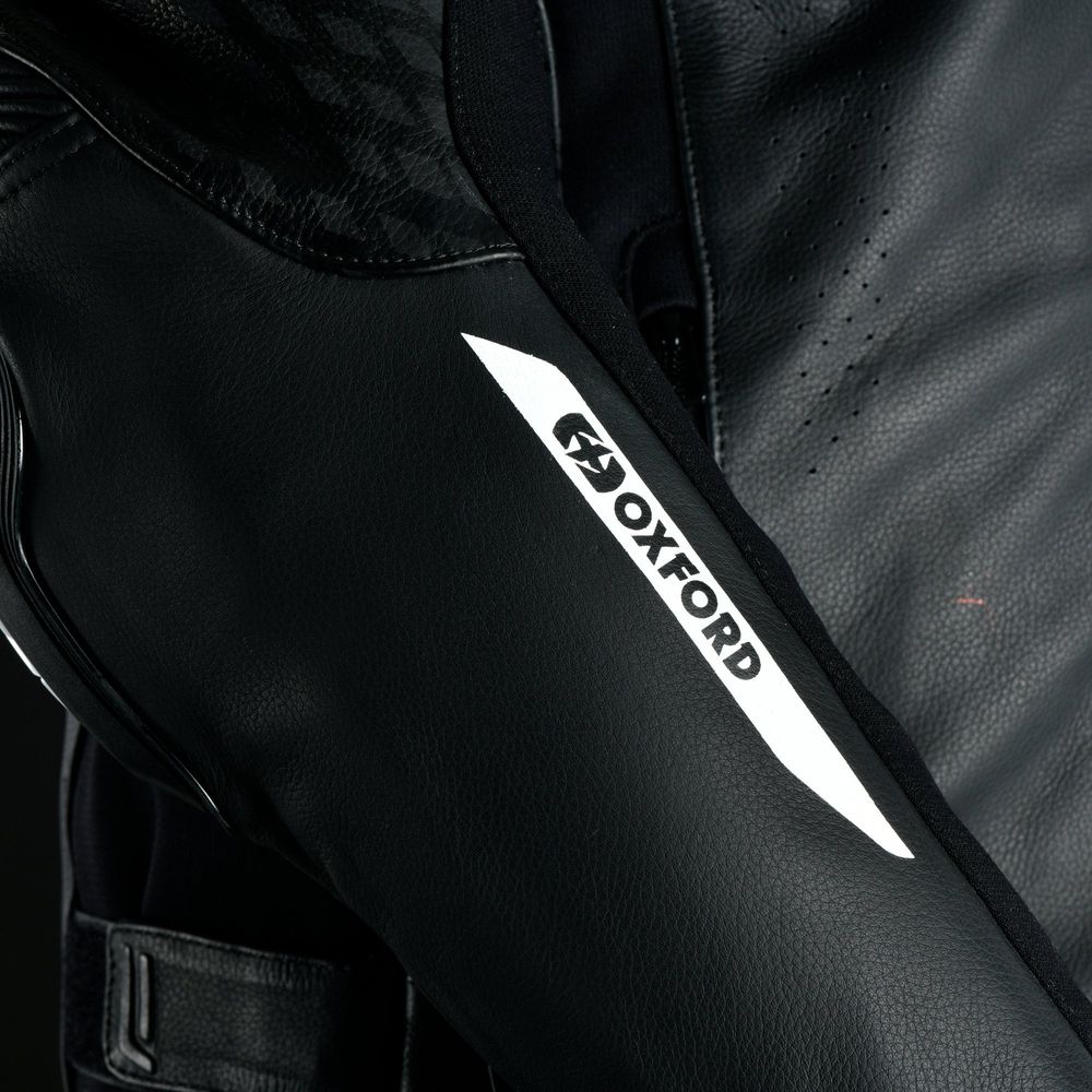 Oxford Nexus 1.0 Leather Jacket Black / White  - FREE UK Shipping, FREE 365 Day Returns | Moto Central