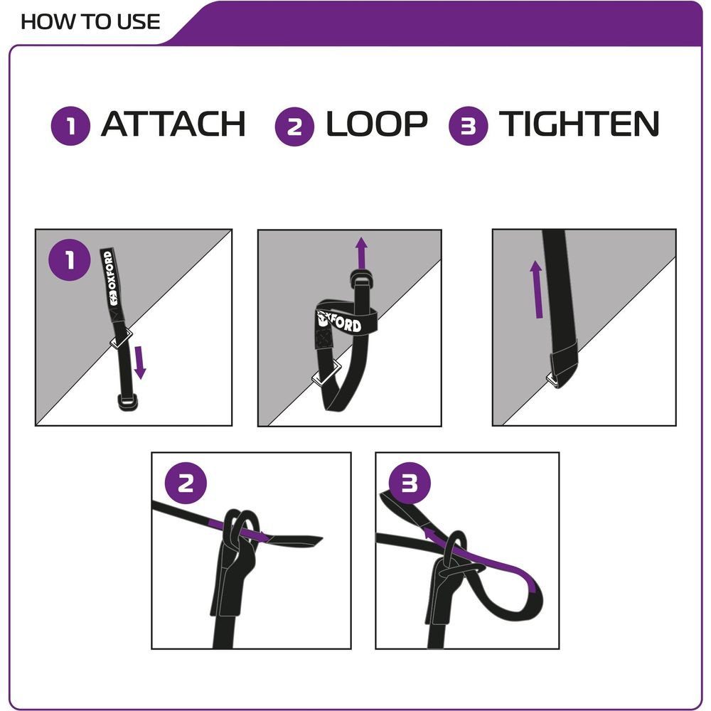 Oxford Atlas D Ring Straps Pair Black - 26mm x 1.2m