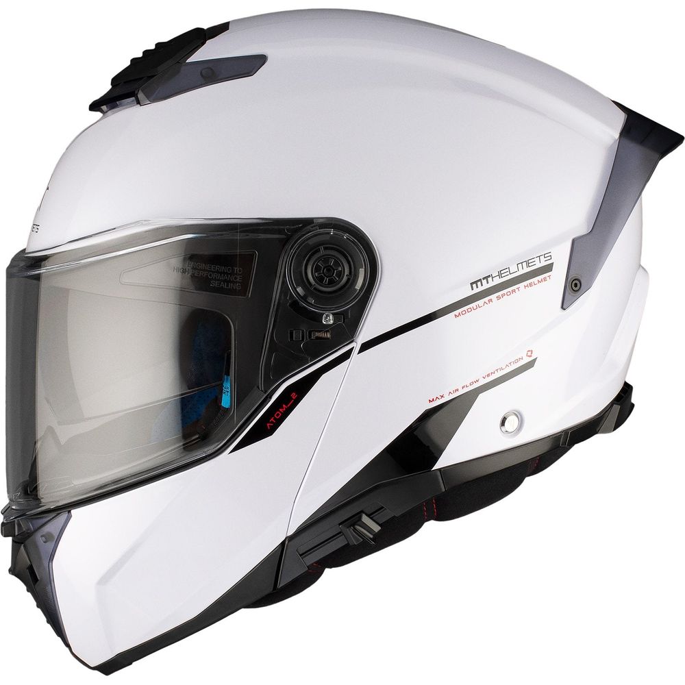 MT Atom 2 Solid Flip-Up Helmet Gloss White - FREE UK Shipping, FREE 365 Day Returns | Moto Central