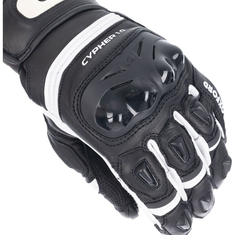 Oxford Cypher 1.0 Short Leather Gloves Black / White - FREE UK Shipping, FREE 365 Day Returns | Moto Central