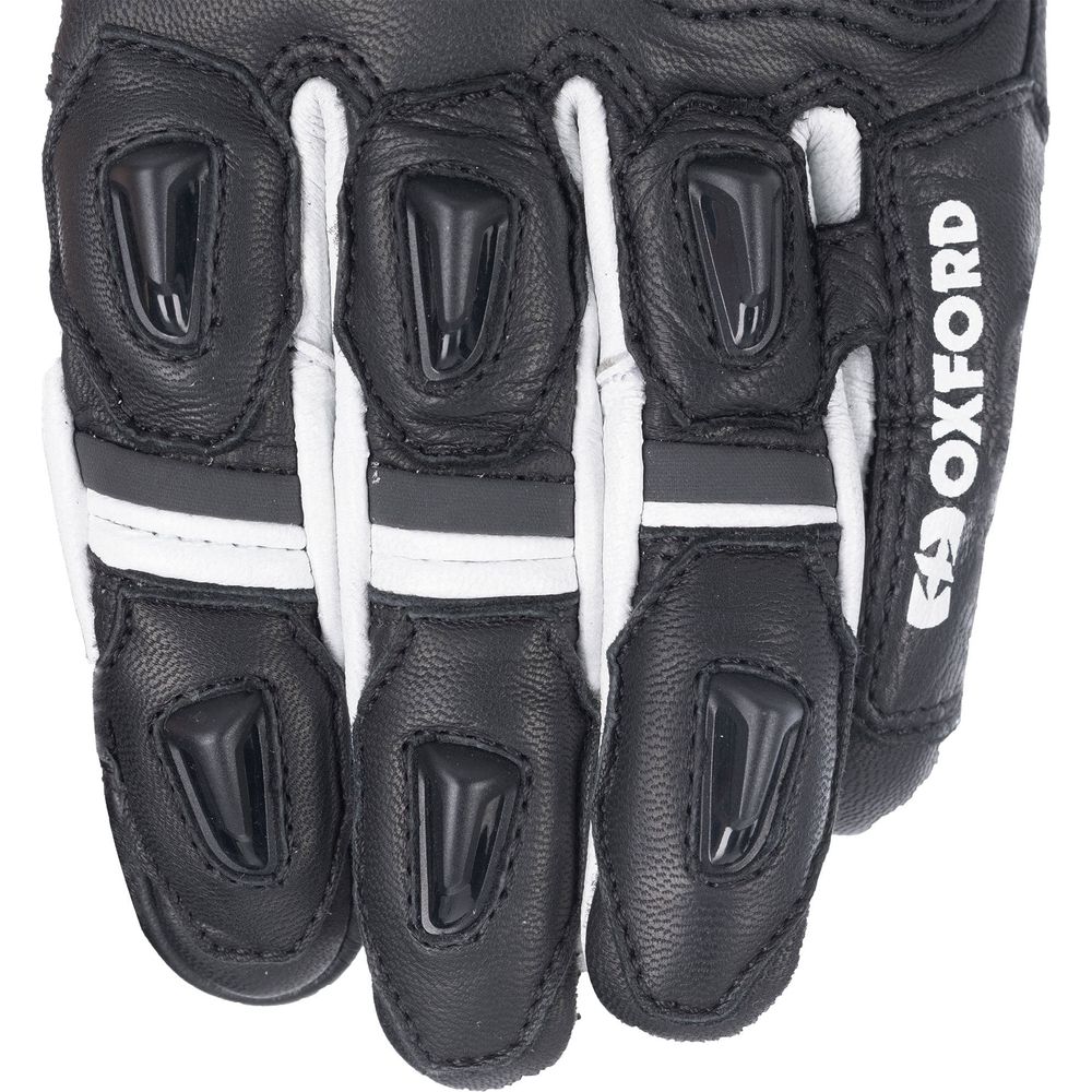 Oxford Cypher 1.0 Short Leather Gloves Black / White - FREE UK Shipping, FREE 365 Day Returns | Moto Central