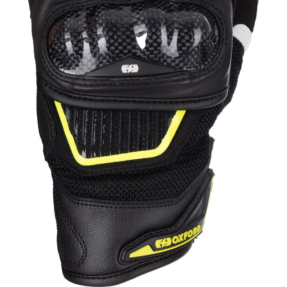 Oxford RP-4S 3.0 Leather Gloves Black / White / Yellow - FREE UK Shipping, FREE 365 Day Returns | Moto Central