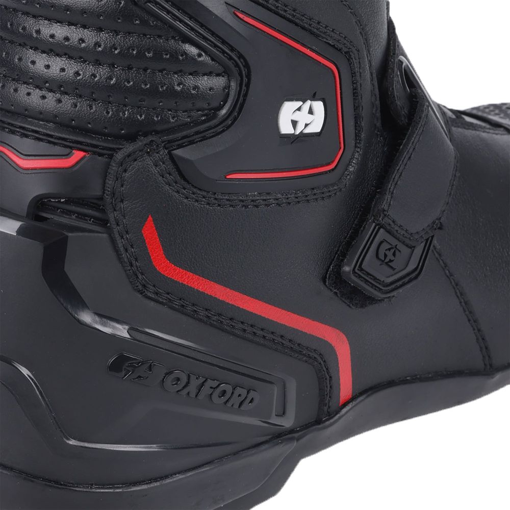 Oxford Omega Air Short Boots Black / White / Red - FREE UK Shipping, FREE 365 Day Returns | Moto Central