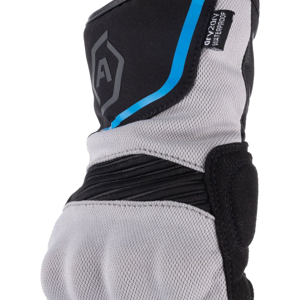 ARMR Eyoshi 3.0 Waterproof Textile Gloves Black / Light Grey / Blue - FREE UK Shipping, FREE 365 Day Returns | Moto Central