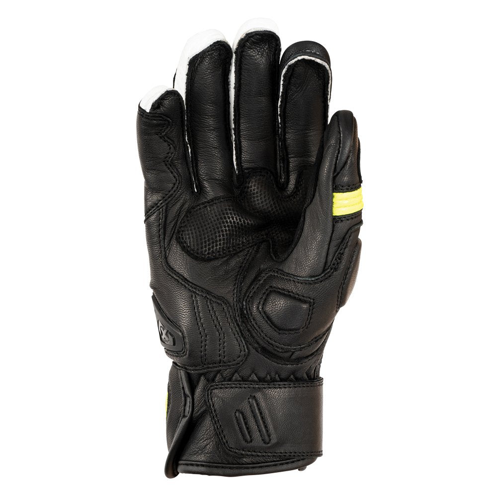 Oxford Cypher 1.0 Short Leather Gloves Black / Yellow / White - FREE UK Shipping, FREE 365 Day Returns | Moto Central