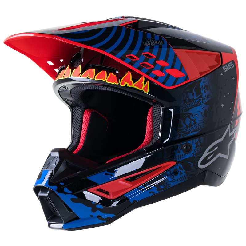 Alpinestars S-M5 Solar Flare Helmet Ece Black / Blue / Fluo Red Glossy