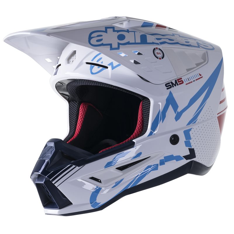 Alpinestars S-M5 Action Helmet Ece White / Cyan / Glossy Dark Blue