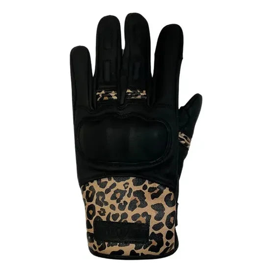 MotoGirl Bessie Ladies Leather Gloves Leopard