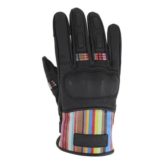 MotoGirl Bessie Ladies Leather Gloves Stripe - FREE UK Shipping, FREE 365 Day Returns | Moto Central