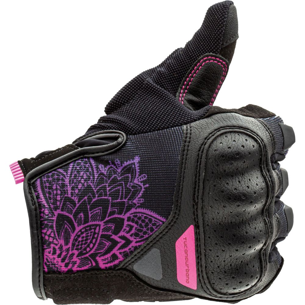 Tucano Urbano Lady Stacca Ladies Gloves Black / Violet Graphic - FREE UK Shipping, FREE 365 Day Returns | Moto Central