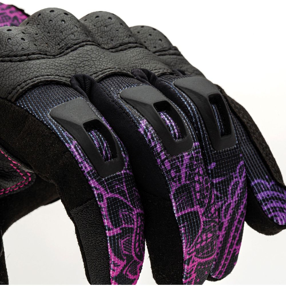 Tucano Urbano Lady Stacca Ladies Gloves Black / Violet Graphic - FREE UK Shipping, FREE 365 Day Returns | Moto Central