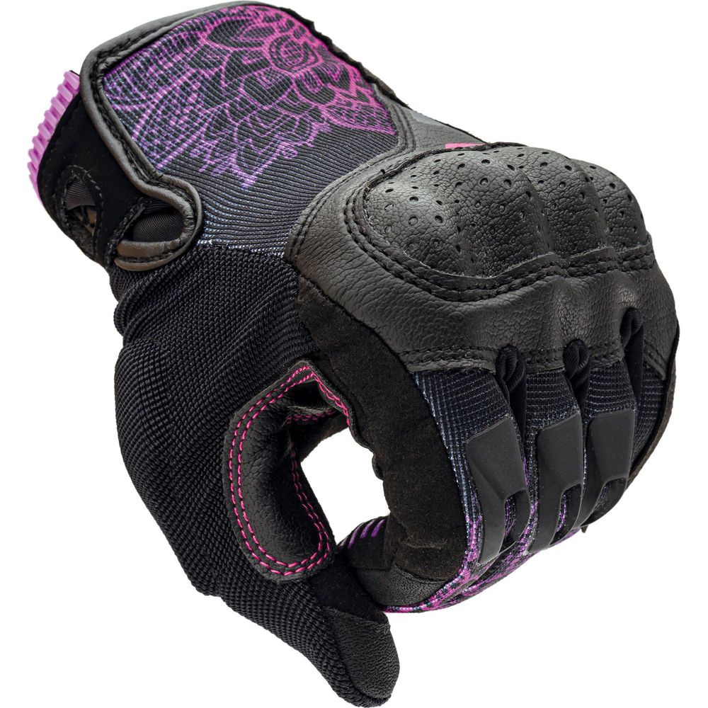 Tucano Urbano Lady Stacca Ladies Gloves Black / Violet Graphic - FREE UK Shipping, FREE 365 Day Returns | Moto Central