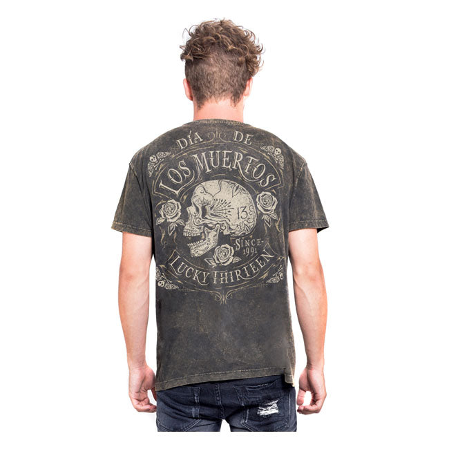 Lucky 13 Dead Skull T-Shirt Washed Brown