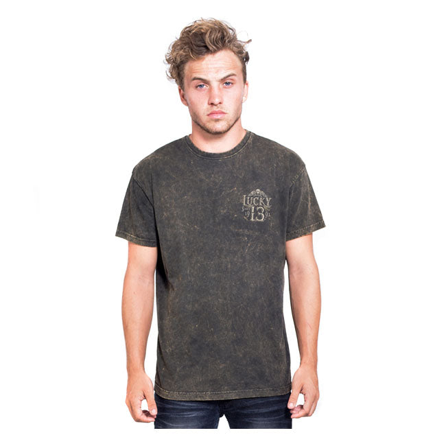 Lucky 13 Dead Skull T-Shirt Washed Brown