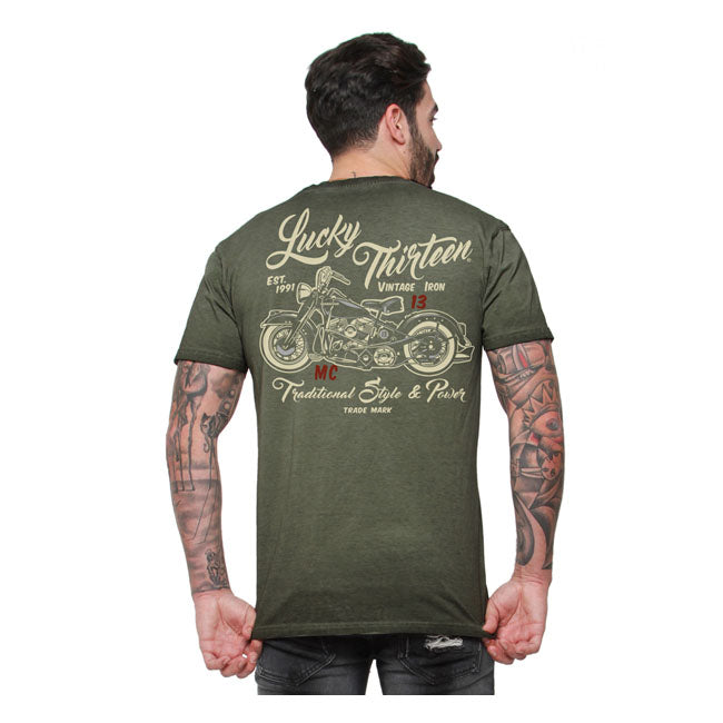 Lucky 13 Vintage Iron T-Shirt Retro Green