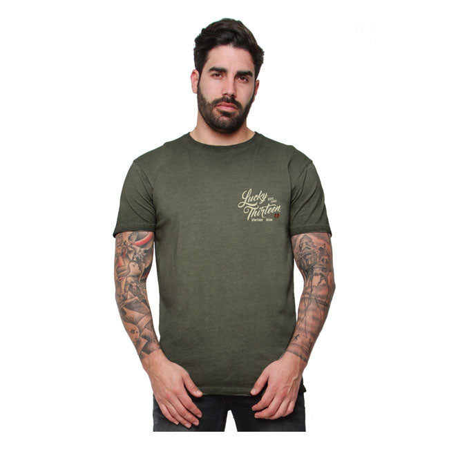 Lucky 13 Vintage Iron T-Shirt Retro Green