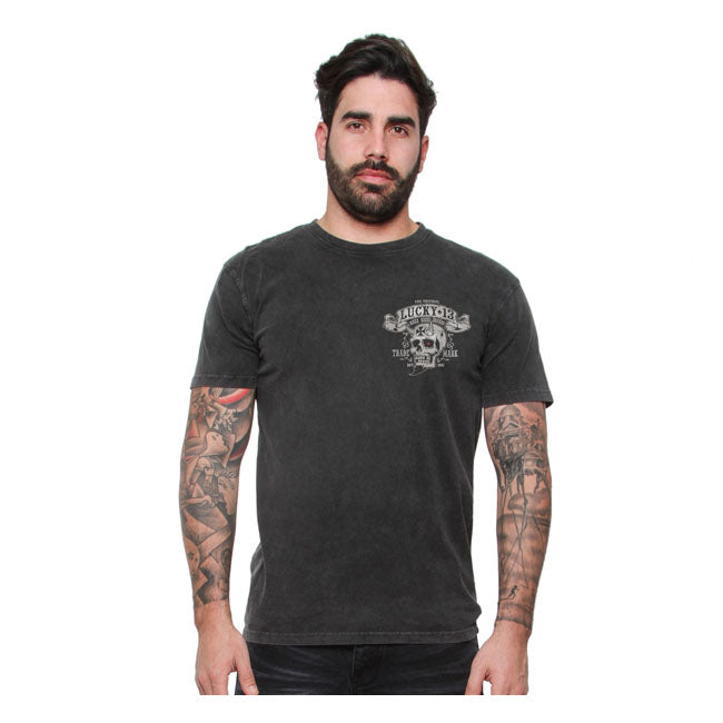 Lucky 13 Bikes And Booze T-Shirt Washed Black