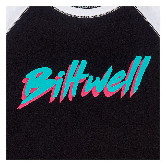 Biltwell 1985 Raglan Ladies T-Shirt Black / White  - FREE UK Delivery - Moto Central