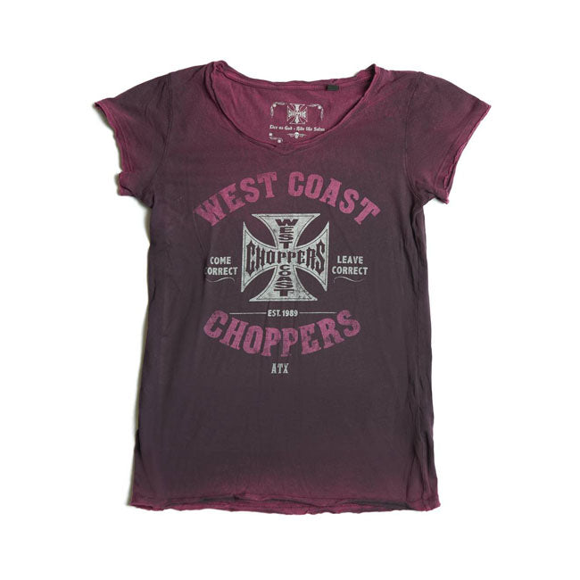 West Coast Choppers Come Correct Ladies T-Shirt Retro Stone Black / Purple