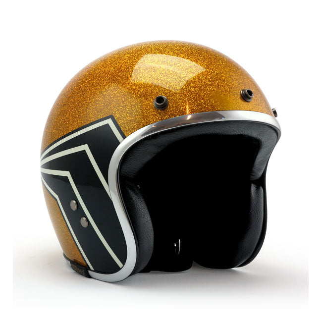 Roeg X 13 1/2 Skull Bucket Helmet Gold Metal Flake  - FREE UK Delivery - Moto Central