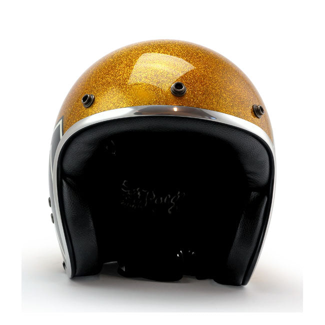 Roeg X 13 1/2 Skull Bucket Helmet Gold Metal Flake  - FREE UK Delivery - Moto Central