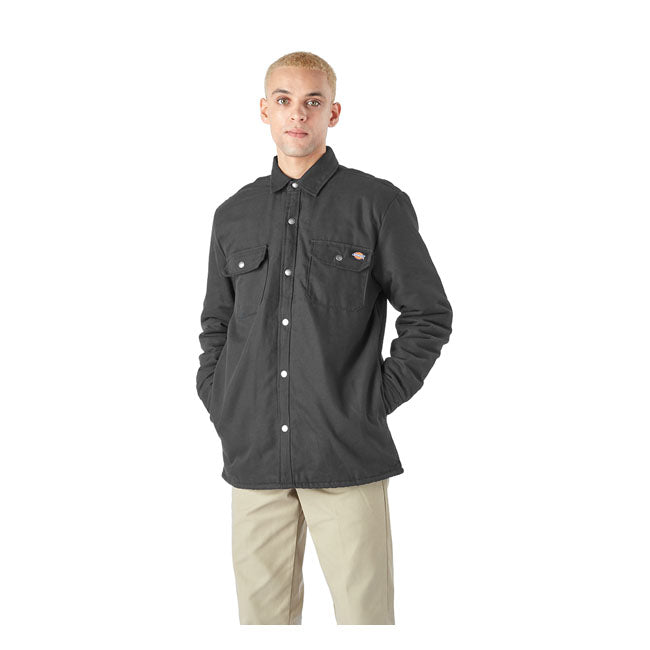 Dickies Duck Shirt Flannel Lined Jacket Black - FREE UK Shipping, FREE 365 Day Returns | Moto Central