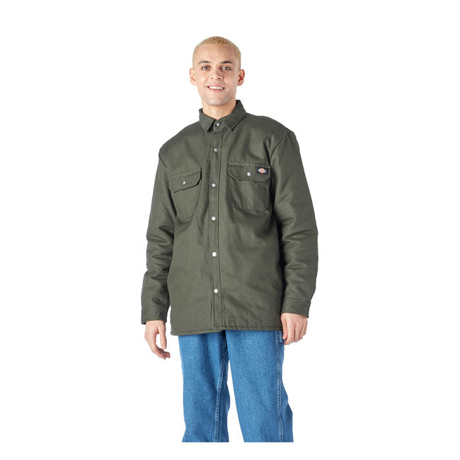 Dickies Duck Shirt Flannel Lined Jacket Dark Green - FREE UK Shipping, FREE 365 Day Returns | Moto Central