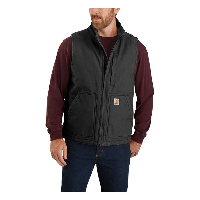 Carhartt Sherpa-Lined Mock-Neck Vest Black - FREE UK Shipping, FREE 365 Day Returns | Moto Central