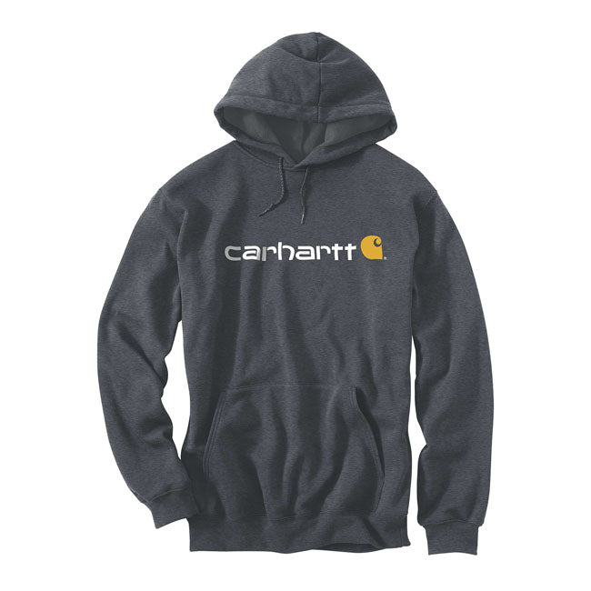 Carhartt Signature Logo Hoodie Carbon Heather - FREE UK Shipping, FREE 365 Day Returns | Moto Central