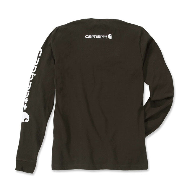 Carhartt Sleeve Logo Long Sleeves T-Shirt Peat - FREE UK Shipping, FREE 365 Day Returns | Moto Central