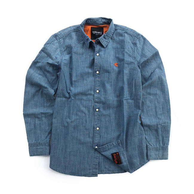 Roeg Bear Premium Denim Shirt Light Blue - FREE UK Shipping, FREE 365 Day Returns | Moto Central