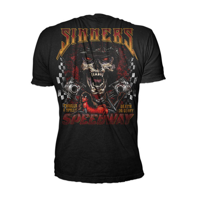 Lethal Threat Sinners Speedway T-Shirt Black - FREE UK Shipping, FREE 365 Day Returns | Moto Central