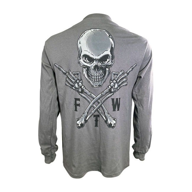 Lethal Threat Ftw Skull Grey Long Sleeves T-Shirt Light Grey