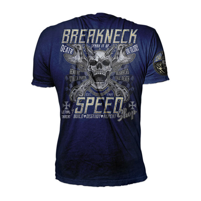 Lethal Threat Breakneck Speedshop T-Shirt Blue - FREE UK Shipping, FREE 365 Day Returns | Moto Central