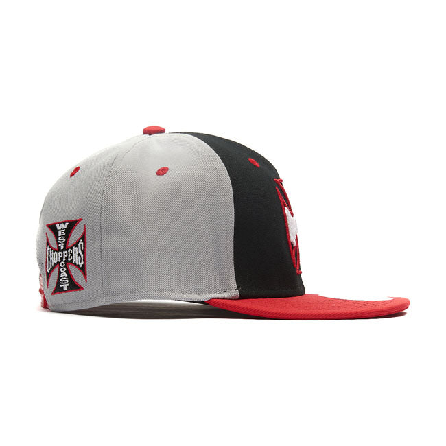 West Coast Choppers Dominator Snapback Flatbill Cap Grey / Red / Black