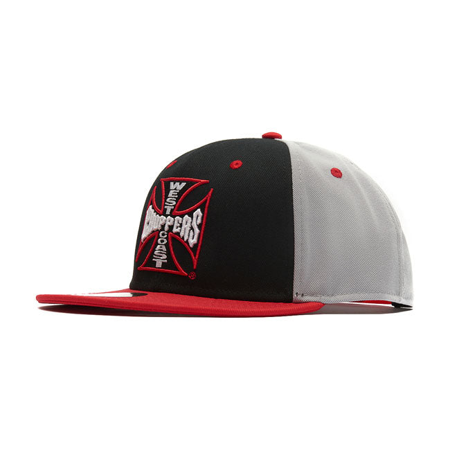 West Coast Choppers Dominator Snapback Flatbill Cap Grey / Red / Black