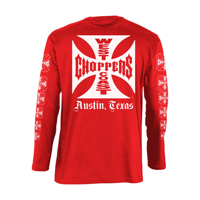 West Coast Choppers OG Logo ATX Long Sleeves T-Shirt Red - FREE UK Shipping, FREE 365 Day Returns | Moto Central