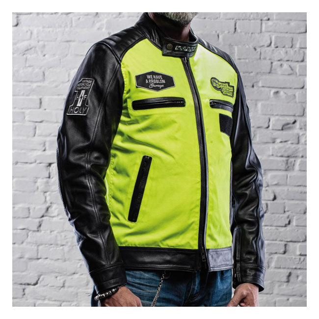 Holy Freedom Zero Vision Leather Jacket Black / Fluo Yellow - FREE UK Shipping, FREE 365 Day Returns | Moto Central