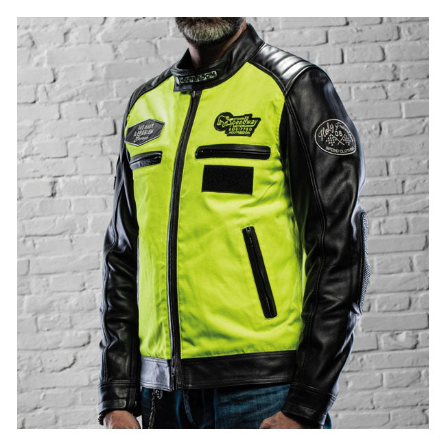 Holy Freedom Zero Vision Leather Jacket Black / Fluo Yellow - FREE UK Shipping, FREE 365 Day Returns | Moto Central